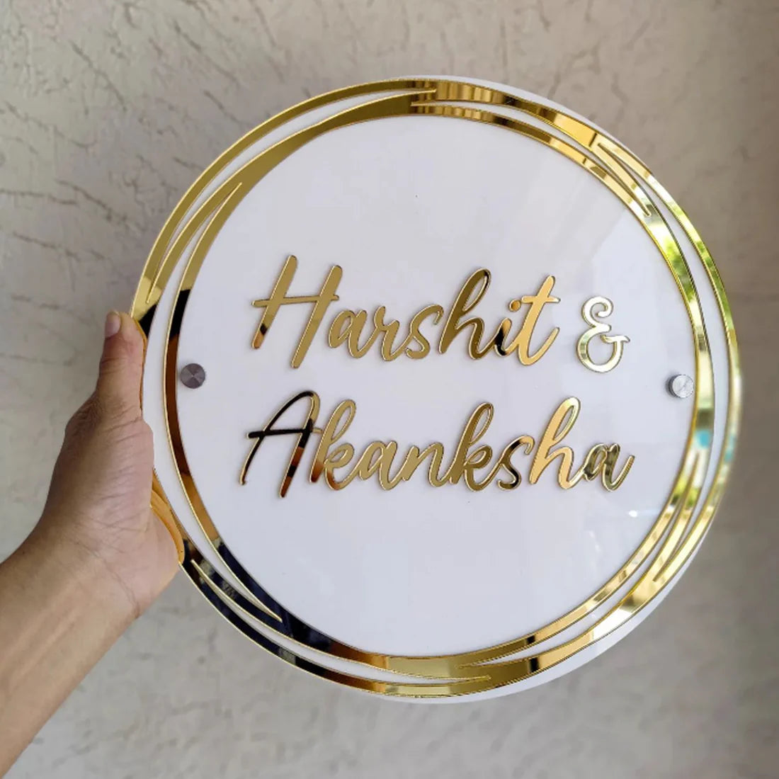 Customized Acrylic Name Plate White and Golden