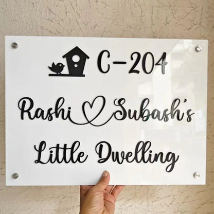 Customized Home Name Plate Black and White