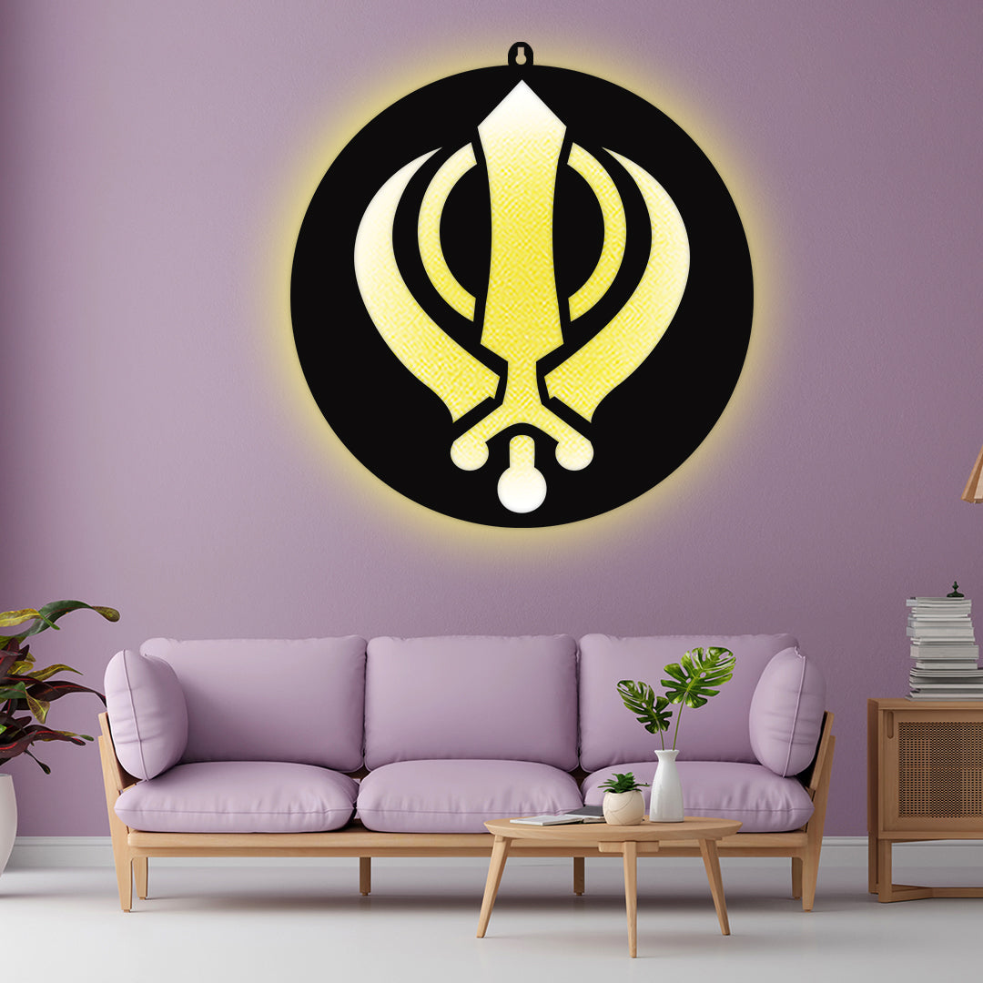Khanda Sahib Sikh Symbol LED Wall Decor Light